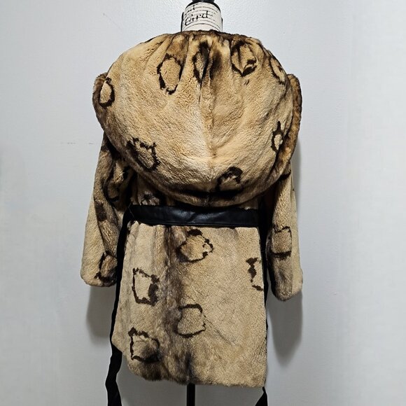 New Real Semi-sheared Mink Fur Coat Jacket Blazer Tan Cinnamon Beige Brown Print - Picture 5 of 8